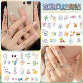 新款 脸贴手臂锁骨蝴蝶花朵临时纹身贴纸 白色纹身贴高级感个性