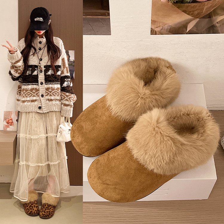 巨好看厚底内增高加绒勃肯鞋子毛毛鞋棉拖鞋女冬外穿2026新款半拖