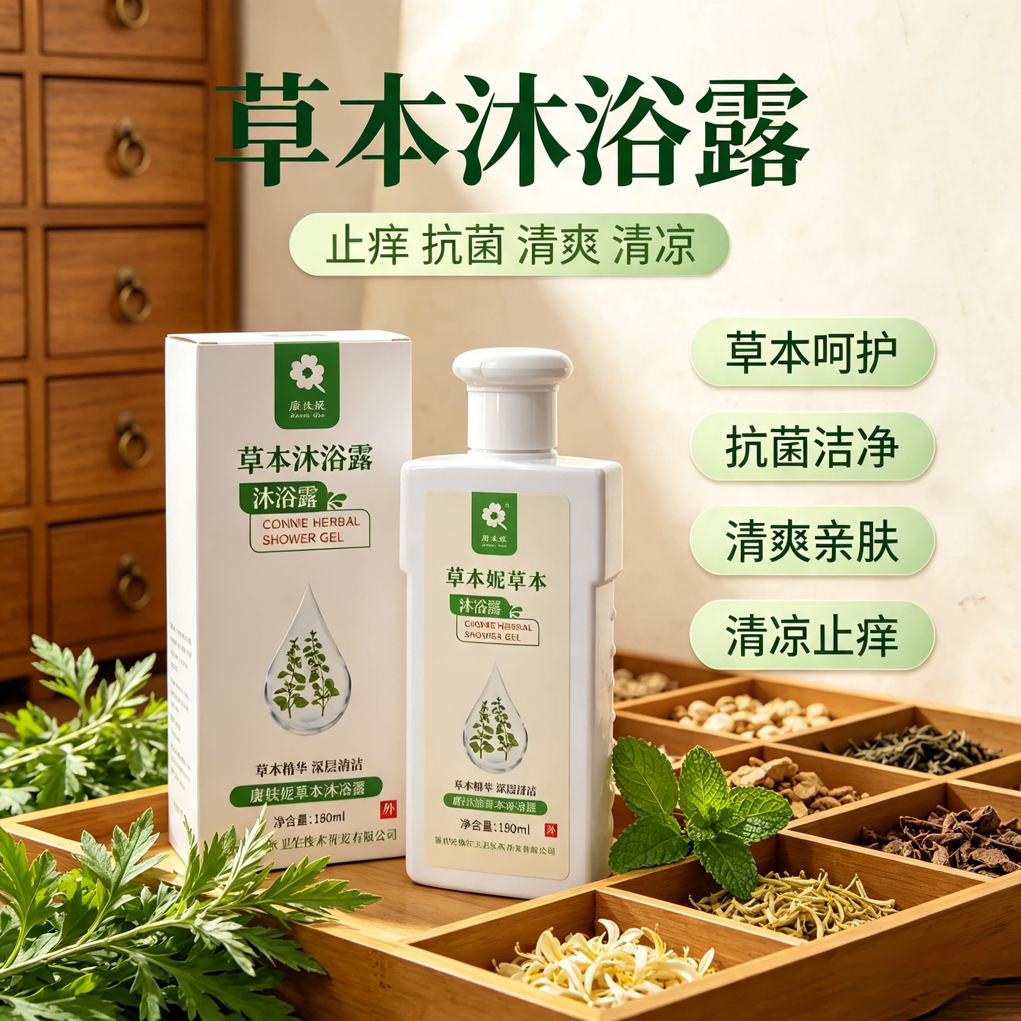 天然草本植物沐浴露止痒