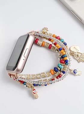 适用三星Fit3手环串珠表带 波西米亚DIY风森系智能手表