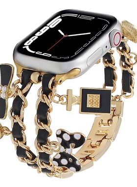 手表表带iwatchS10表带小香风珍珠腕带applewatch9876543