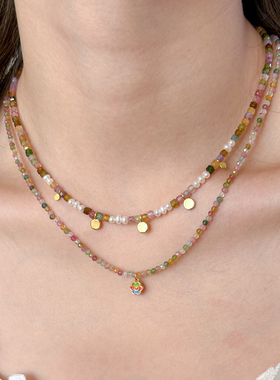 天然碧玺项链多巴胺锁骨链叠带