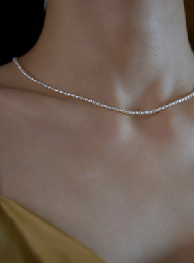 【天然淡水珍珠 小粒迷你 项链】女 极简百搭复古锁骨链 s925银