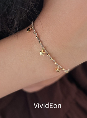 星星手工编织手链可抽拉秋冬