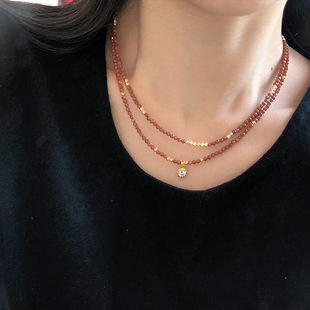 【极细 天然金沙石】VividEon 复古小众轻奢项链串珠锁骨链颈链女
