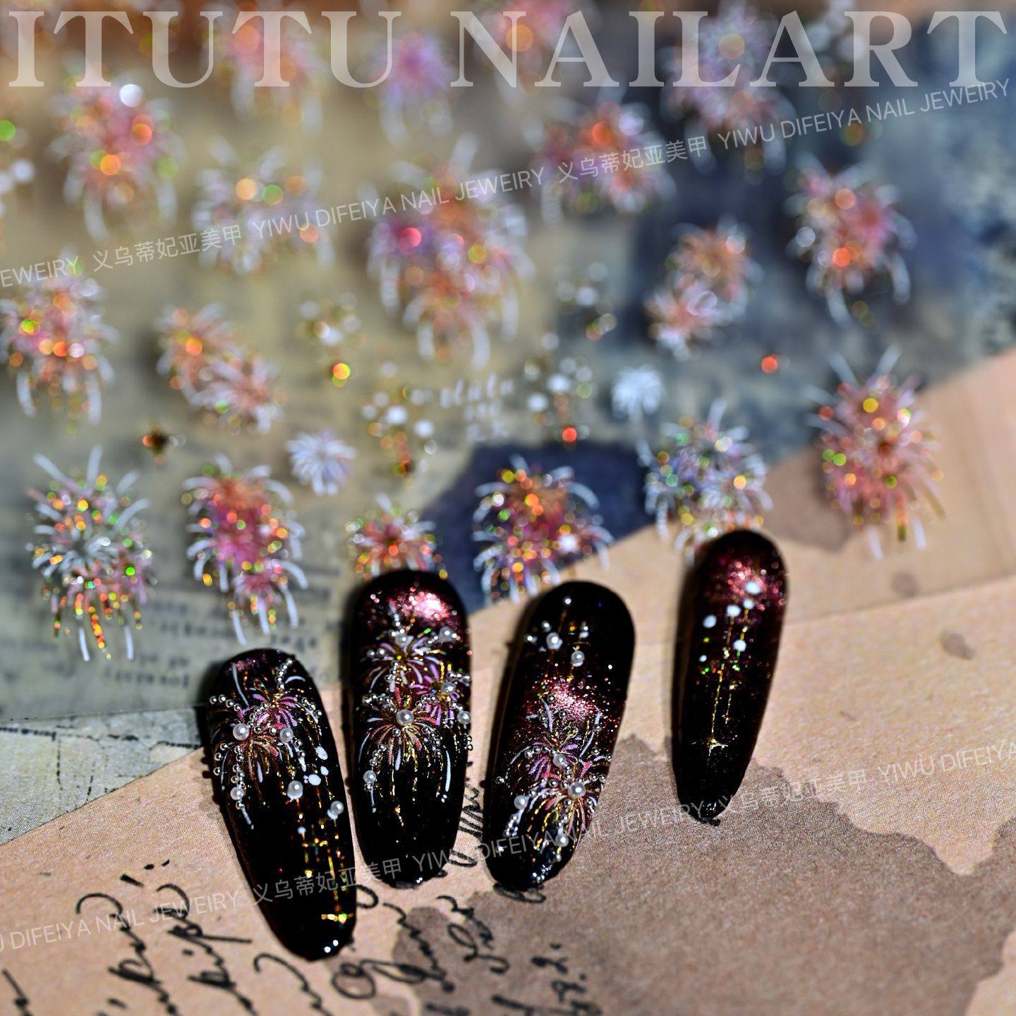 2026新年烟花美甲贴纸爆款梦幻炫彩花火璀璨烟花背胶指甲DIY饰品,彩妆/香水/美妆工具,指甲装饰,淘宝优惠券,粉丝福利购,淘宝优惠卷
