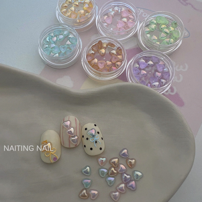 日系网红新款平底极光炫彩珍珠桃心百搭树脂配饰指甲饰品DIY装饰,彩妆/香水/美妆工具,指甲装饰,淘宝优惠券,粉丝福利购,淘宝优惠卷