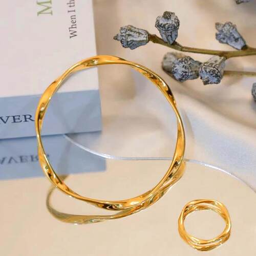 正品莫比乌斯9999纯金包银仿真黄金手镯子纯实心婚送女友闺蜜手环