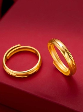 古法传承正品足金包银999戒指男女情侣素圈活口实心简单素戒礼物