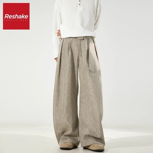 FAIRWHALE SHAKE/华菲·型格秋冬高级感阔腿休闲裤男冬季直筒长裤