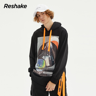 RESHAKE断码 卫衣连帽宽松套头潮牌嘻哈情侣卫衣 清仓秋冬季 男士