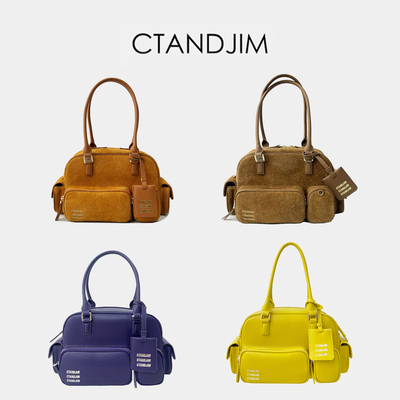 CTANDJIM温网老钱学院风多口袋腋下包 波士顿包棒球包