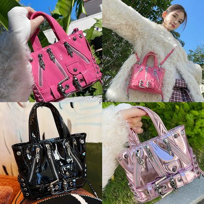 CTANDJIM头层漆皮千禧辣妹袖珍 托特包 手提包 斜挎包