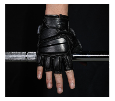 健身通用羊皮机车防震半指手套