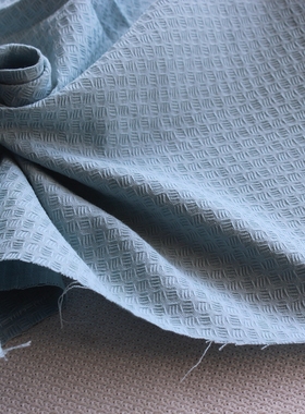 新品纯棉淡蓝色纯色素色色织提花衬衫服装家居服面料130cm宽1米价