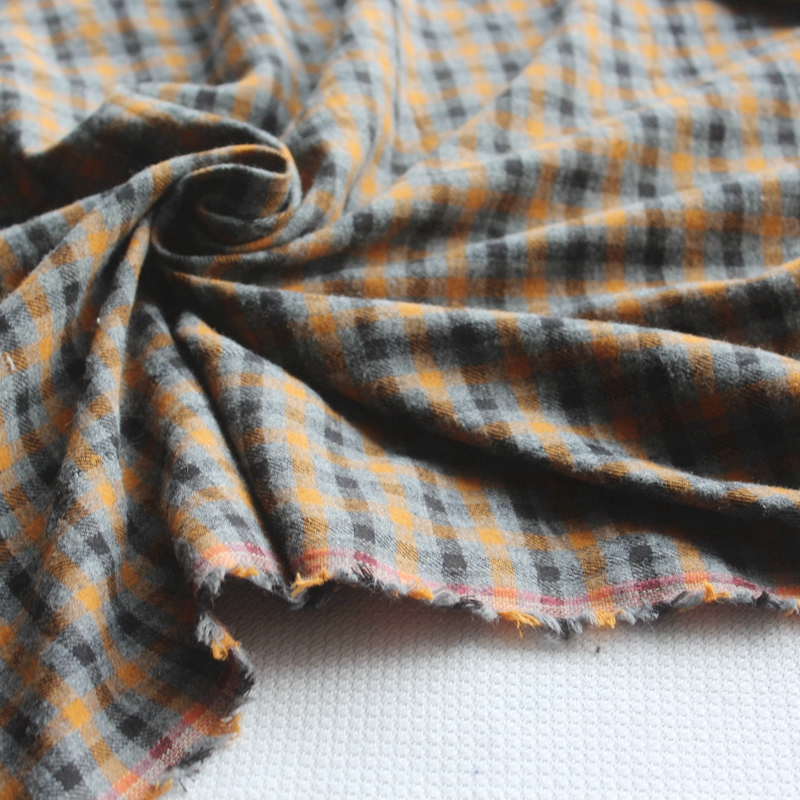 新品纯棉布料色织格纹软糯磨毛亲肤春秋服装衬衫面料130cm宽1米价