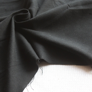 新品纯棉布微弹力蓝黑色加厚单面绒纯色服装手工面料140cm宽1米价