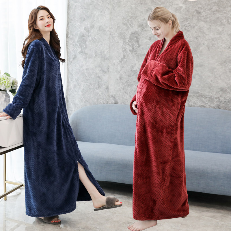 秋冬季超长款睡裙女胖MM加厚睡袍女冬可外穿珊瑚绒孕妇浴袍月子衣,女士内衣/男士内衣/家居服,睡袍/浴袍,淘宝优惠券,粉丝福利购,淘宝优惠卷
