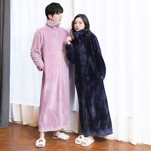 睡衣男加肥加大码不勒腰睡裙230斤宽松浴袍女法兰绒加厚加长睡袍