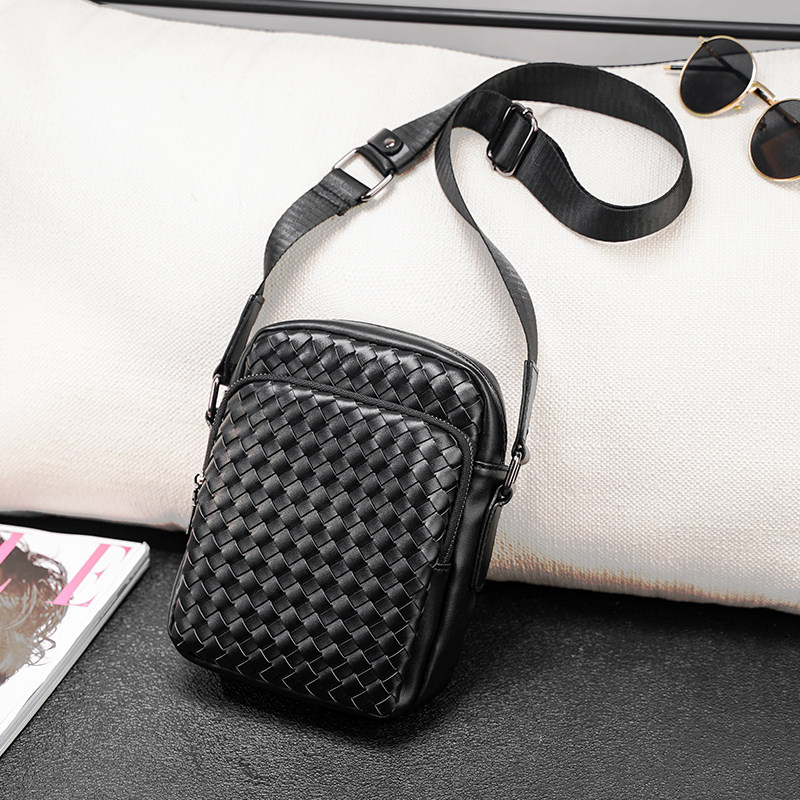 手工编织手机包单肩小包 韩版男包潮牌户外运动斜跨包百搭后背包