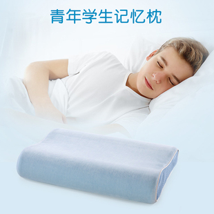 赛诺枕头儿童学生宿舍10-18岁青少年慢回弹枕芯透气护单人颈椎枕