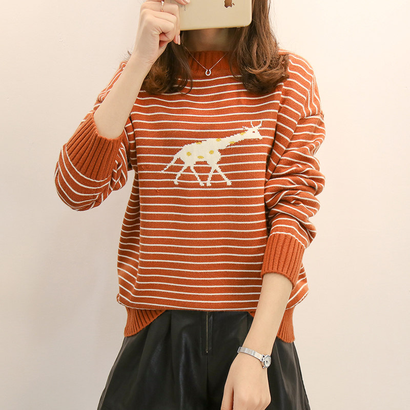 2019秋冬新品韩版圆领可爱斑点小鹿休闲套头条纹针织衫毛衣打底衫|msdalam kategori Butik wanita / wanita, sweater - dari Buy2taobao.com untuk memberikan perkhidmatan ejen Taobao profesional membeli