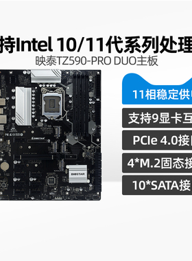 映泰TZ590-PRO DUO主板支持11600K/10400/11400F10*SATA接口4*M.2