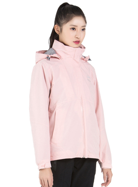 kroceus地球科学家秋冬户外女士防水保暖透外套抓绒三合一冲锋衣