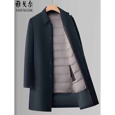 雅戈尔商务男士中长款风衣外套
