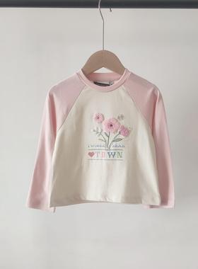 TTLA24N852R-00 2024春秋款小熊女童长袖T恤圆领百搭花朵打底衫