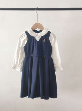 TTOM243856K-00 2024春秋女童纯棉白色长袖连衣裙淑女学院连衣裙