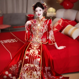 秀禾服婚服2026新款新娘结婚中式婚礼大码龙凤褂嫁衣凤冠霞帔