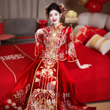 秀禾服婚服2026新款新娘结婚中式婚礼大码龙凤褂嫁衣凤冠霞帔
