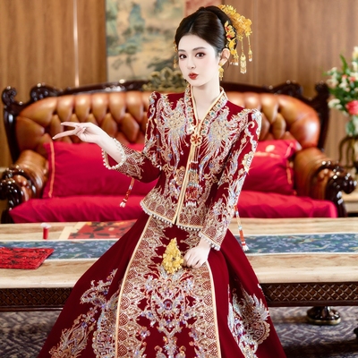 丝绒秀禾服2025新款中式婚服