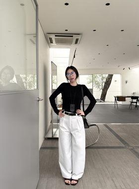MOMENTHOME娜娜自制抗皱极简易打理轮廓透气简约百搭休闲裤长裤夏