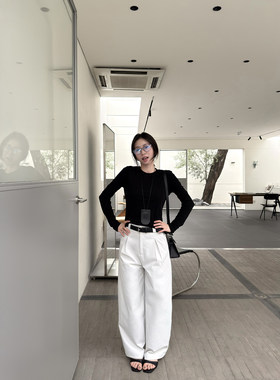 夏季抗皱透气极易打理直筒长裤女