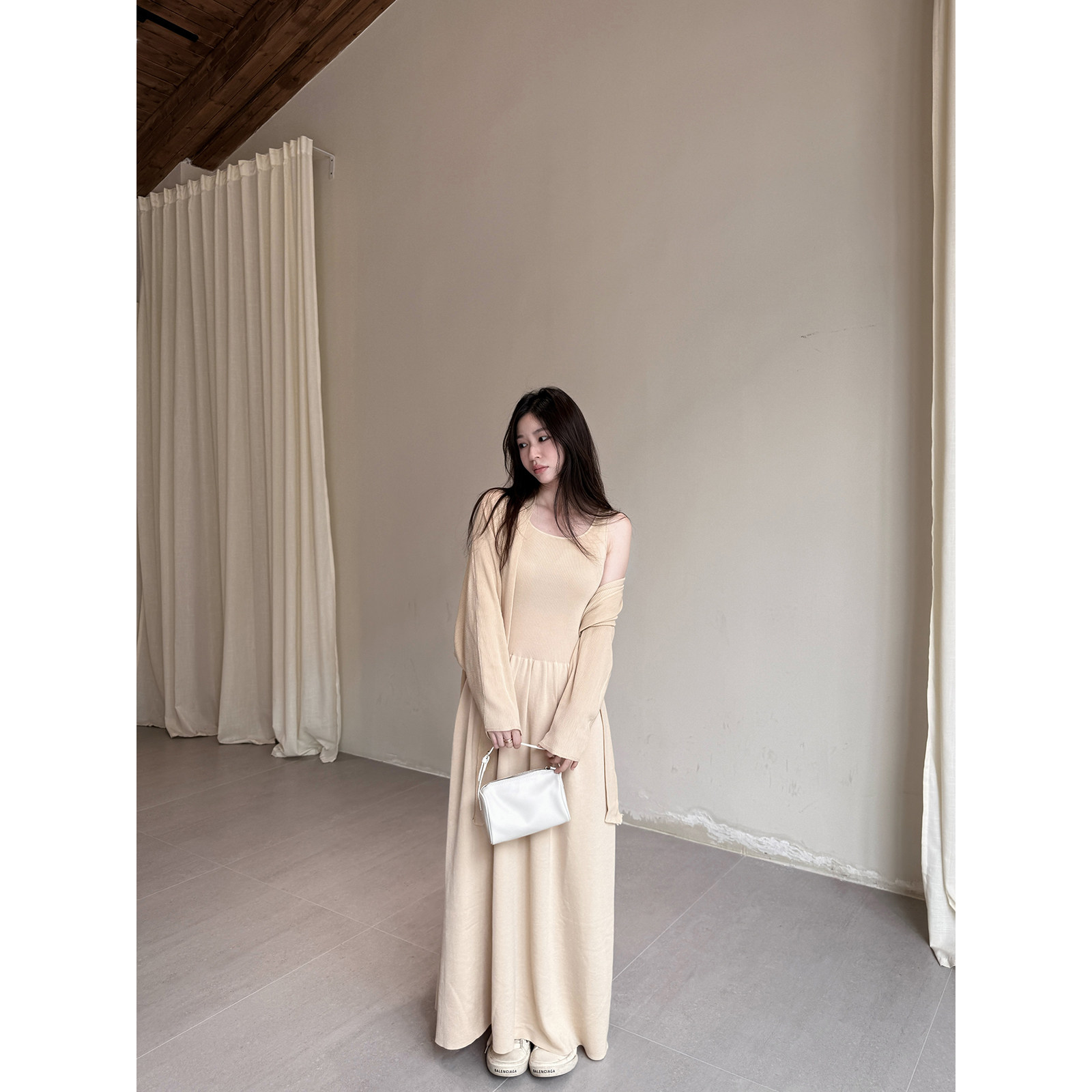 莱赛尔慵懒女夏无袖长款连衣裙图片