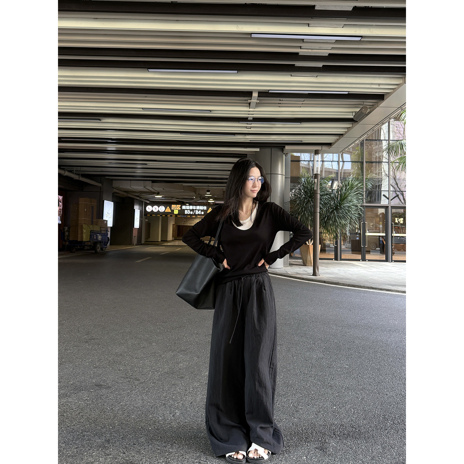 MOMENTHOME版型牛牛*舒适轻氧莱赛尔天丝懒懒裤阔腿长裤女夏图片