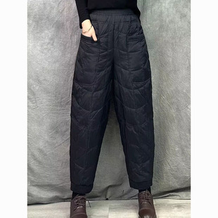 子 女防风保暖外穿轻薄感宽松休闲束脚加厚棉裤 2025冬季 加厚丝绵裤
