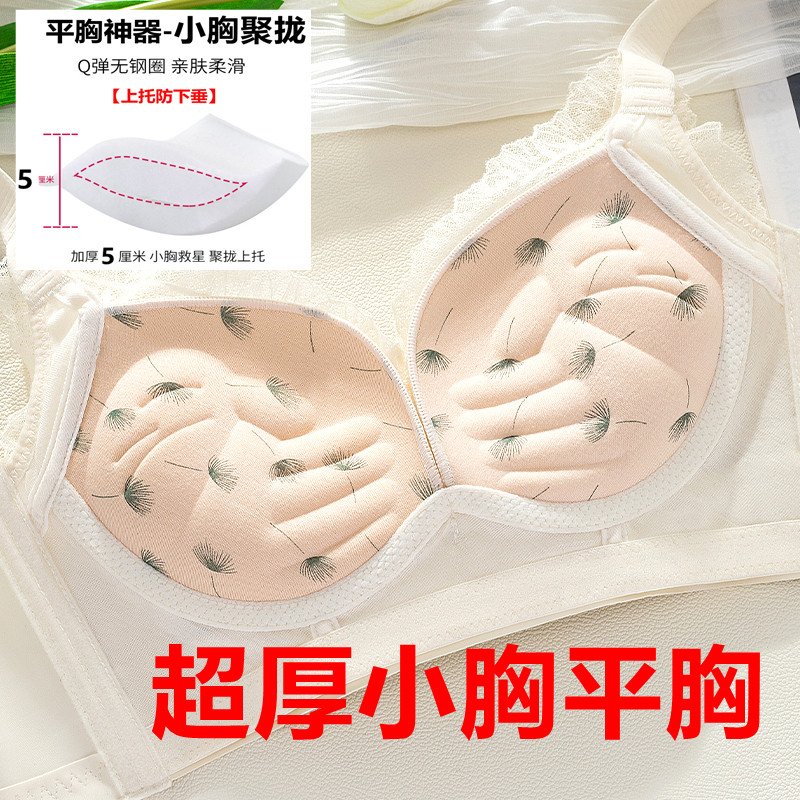 超厚内衣推荐小胸聚拢文胸女士无钢圈防下垂平胸胸罩加厚2024爆款