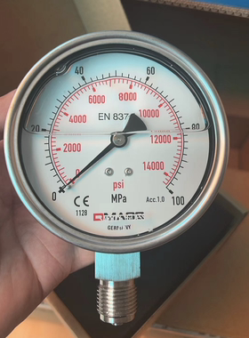 德玛仕压力表MBS10B-1000高压表油表100mpa径向大表4分牙