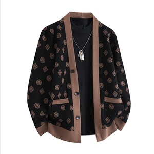 白底平铺针织衫男开衫外套 韩版休闲夹克 可二开K32398-P65，男装针织衫/毛衣，星座1207-1