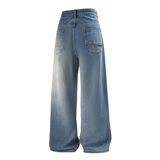 新款平铺牛仔裤男港风直筒裤日系复古阔腿裤无弹美式高街6236-P55，男装牛仔裤，星座1207-1