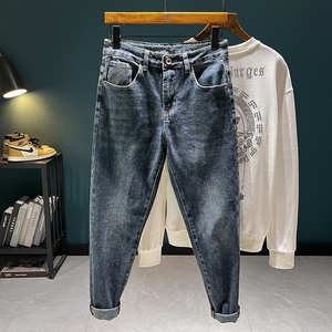 @挂拍复古牛仔裤男大牛风欧货宽松微跨弹力抖音NZK1175-2-P75