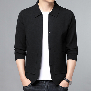 新款针织开衫男休闲男式夹克外套纯色小西装商务风K8812-P85图片