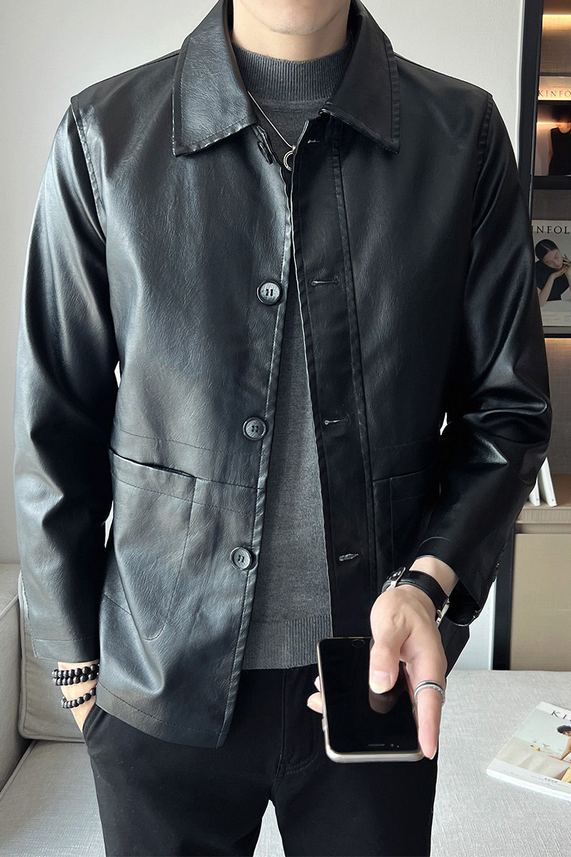 抖音直播新款皮衣男店主风西装皮西服男装中长款风衣PY0981-P75,男装皮衣,星座1207-1