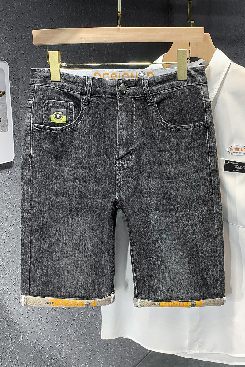 抖音直播夏季牛仔短裤男刺绣弹力YKK拉链休闲五分裤DK5881-P60,男装牛仔裤,星座1207-1