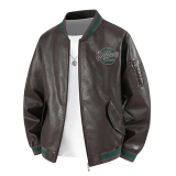 平铺@大码男装重工刺绣皮衣男棒球服休闲夹克PY899大码88小码P80，男装皮衣，星座1207-1