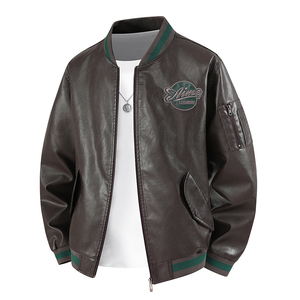 平铺@大码男装重工刺绣皮衣男棒球服休闲夹克PY899大码88小码P80,男装皮衣,星座1207-1