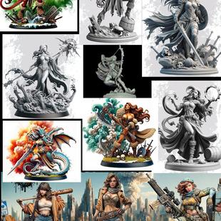 跑团角色 女死灵法师 骑士 野蛮人 提夫林舞女 棋子 树脂模型打印